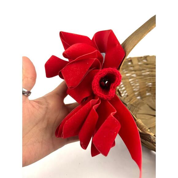 Vintage Christmas Gathering Basket Farmers Market Wicker Storage 1950s - Picture 7 of 16